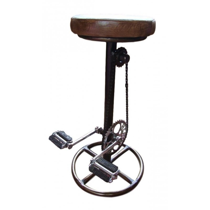 bar-stool-bicycle-pedals-foot-rest-iron-base-leather-seat