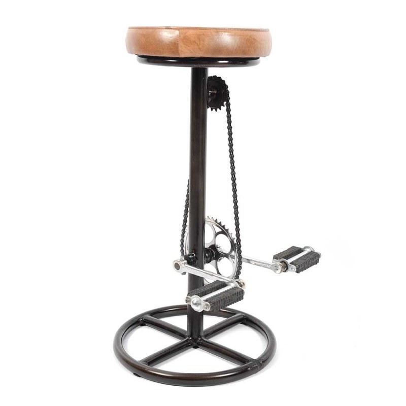 bar-stool-bicycle-pedals-foot-rest-iron-base-leather-seat