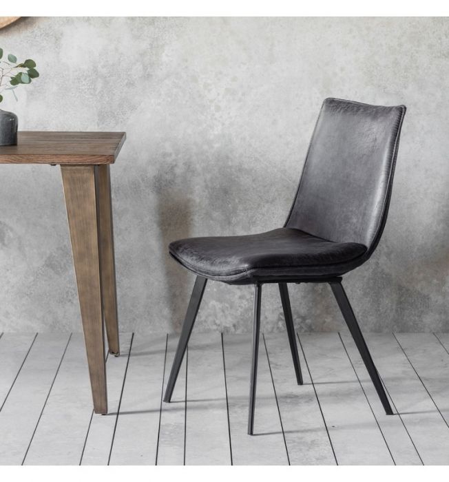 Kington Faux Leather Dining Chair, Real Leather Dining Chairs Grey