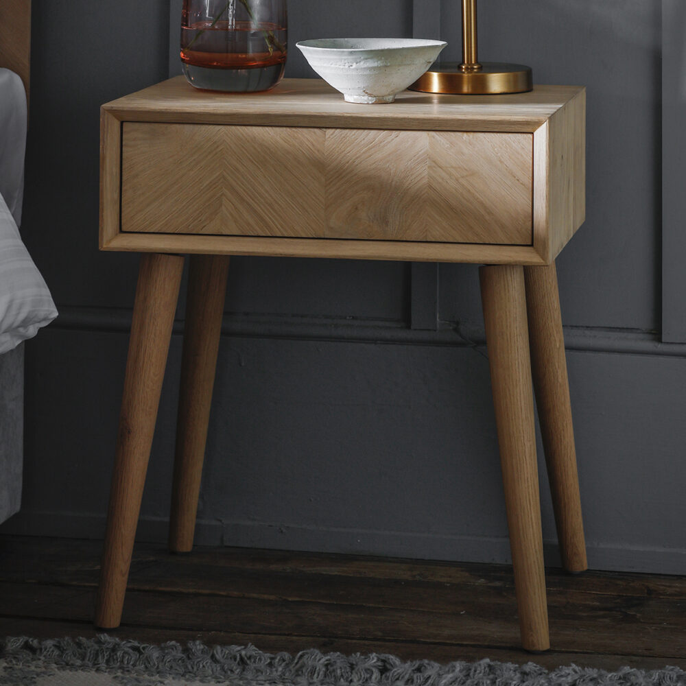 Chevron 1 Drawer Side Table – Free Delivery