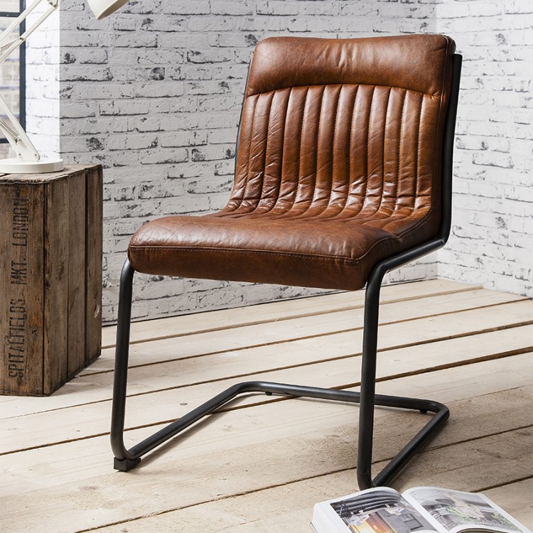 Brooklyn Leather Dining Chair In Tan – Free Delivery