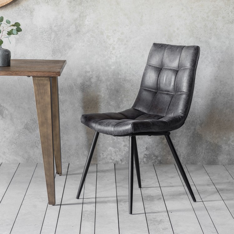 Franklin Faux Leather Chair – Carbon Grey (2pk) – Free Delivery