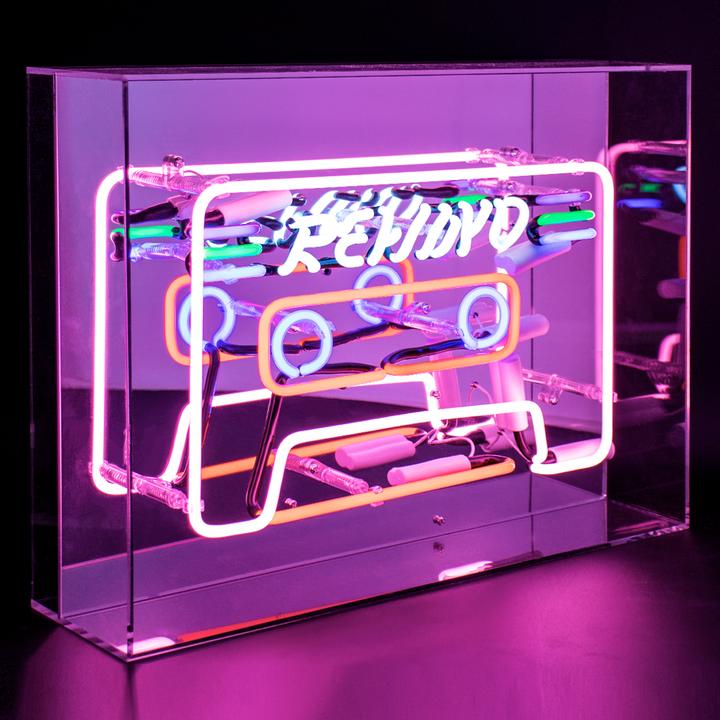 Rewind Neon Sign In Acrylic Box