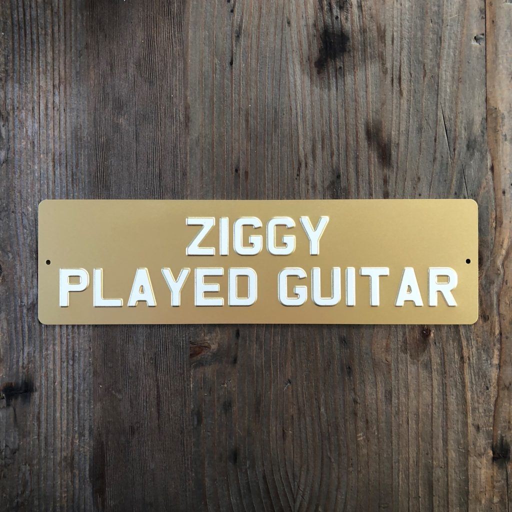 Ziggy Played Guitar – Number Plate Sign
