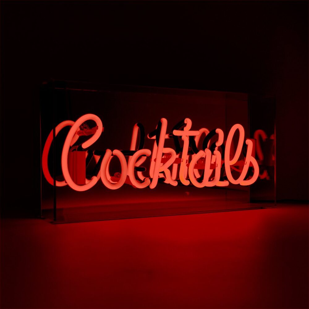 Red ‘Cocktails’ Acrylic Box Neon Light