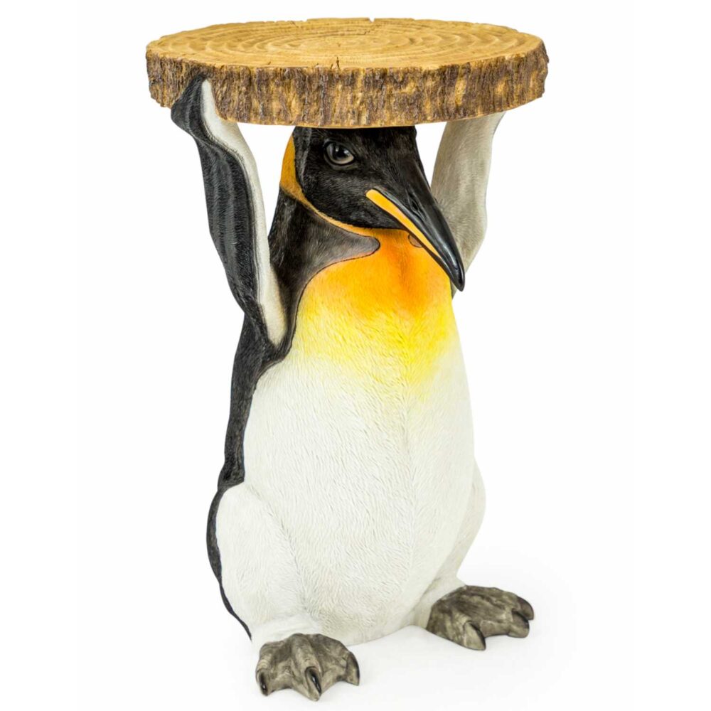 Penguin Holding Trunk Slice Side Table