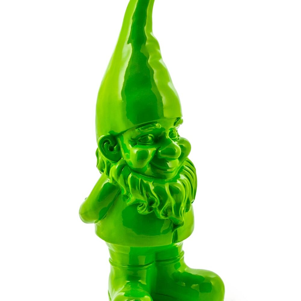 Large Bright Green Standing Gnome Figure