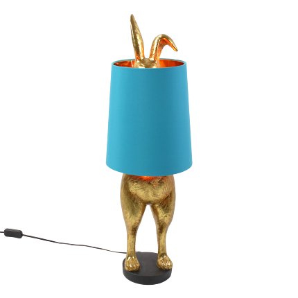 Hiding Bunny Table Lamp – Gold & Turquoise